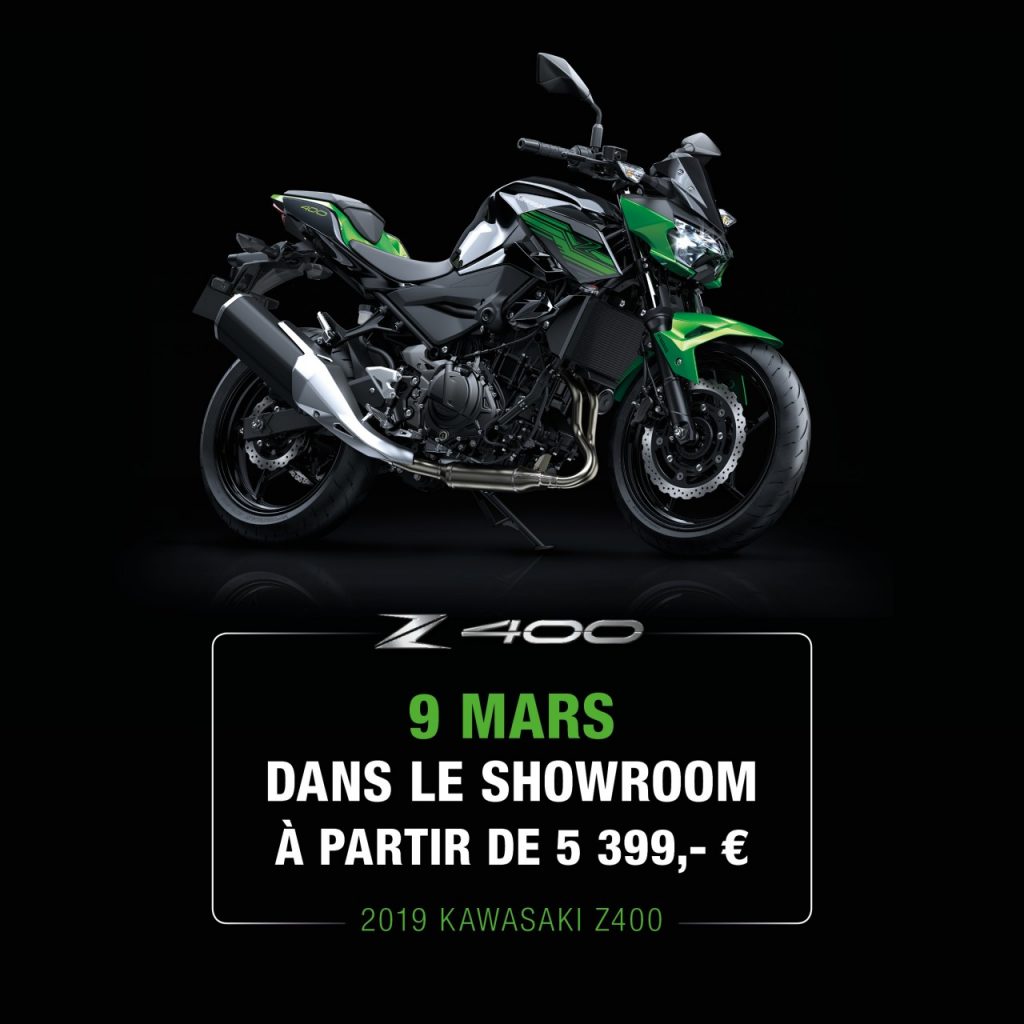 La nouvelle Kawasaki Z400 arrive le 9 mars en concession.