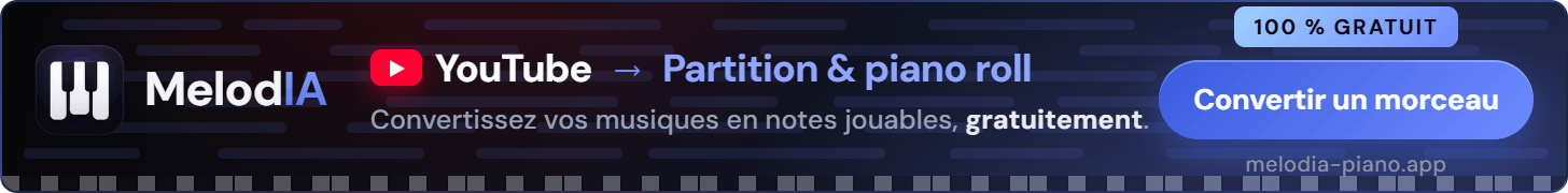 MelodIA : convertissez vos musiques YouTube en partition et piano roll, gratuitement